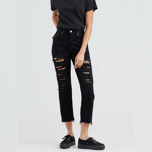 Levi's Denim - LEVI’S 501 Original Cropped Jeans 27 Black Mark